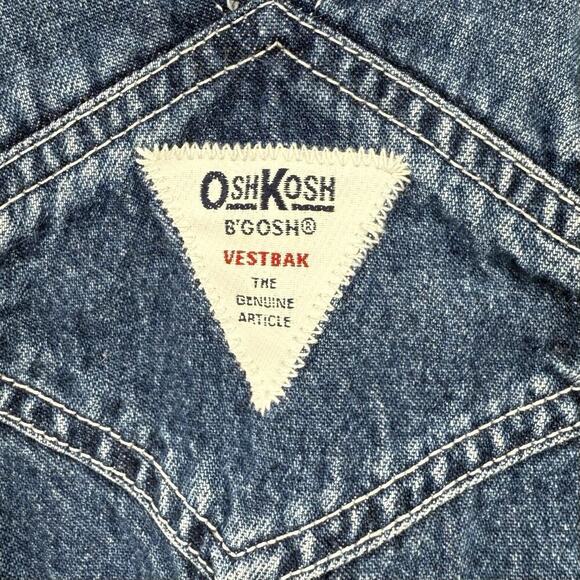 Oshkosh B’Gosh Y2K Baby Size 12 Mos. Embroider Flower Country Denim Bib Overalls - Picture 4 of 11